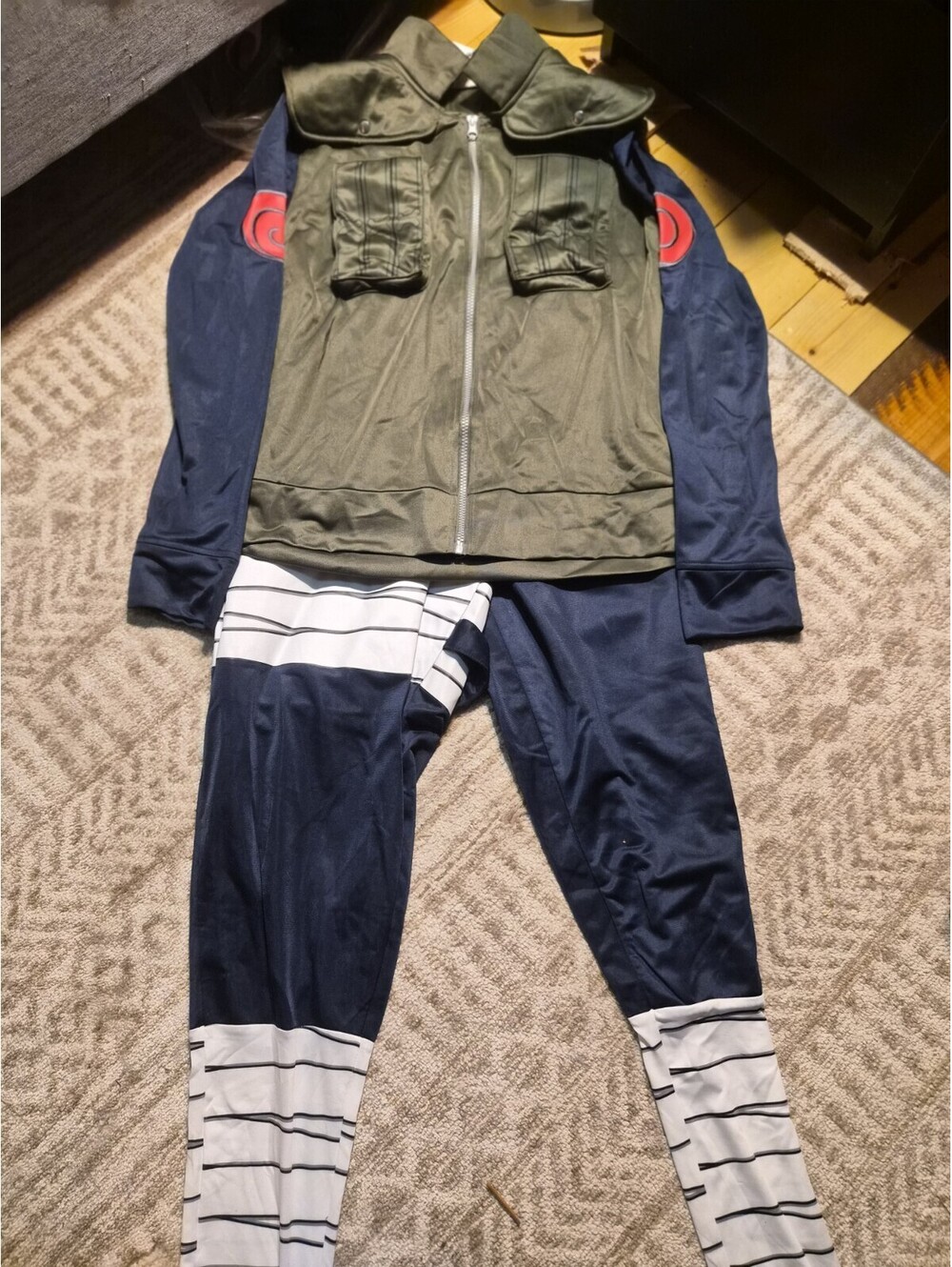 Naruto Shippuden Jacket Mens M Vintage Kakashi Green Spirit Costume Cosplay